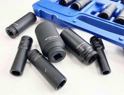 IMPACT SOCKET SET DEEP 1/2″ DRIVE 16 PIECES 10mm-32mm CRV BLACK PHOSPHATE – TOOLZONE KDPSS244