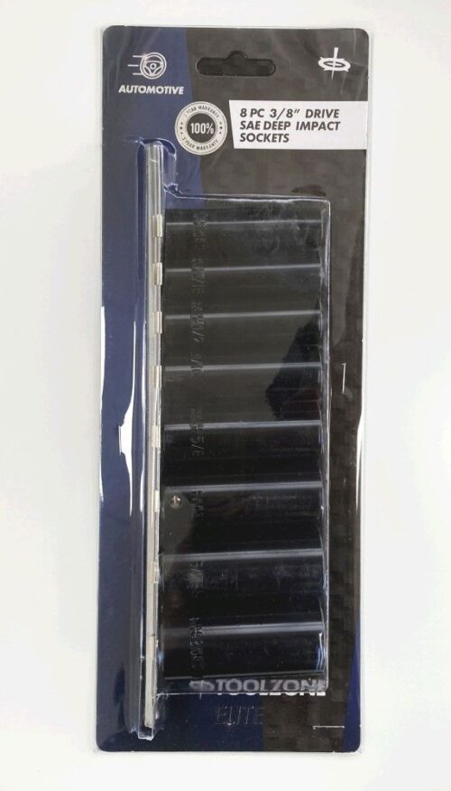 IMPACT SOCKET SET DEEP 3/8″ DRIVE AF 8 PIECES 3/8″-13/16″ CRV BLACK FINISH – TOOLZONE KDPSS233
