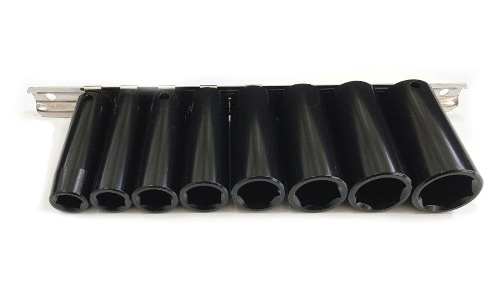IMPACT SOCKET SET DEEP 3/8" DRIVE AF 8 PIECES 3/8"-13/16" CRV BLACK FINISH - TOOLZONE KDPSS233 - Image 4