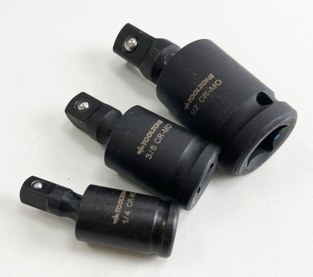 UNIVERSAL JOINT SET IMPACT 3 PIECES 1/4", 3/8", 1/2" CR-MO BLACK FINISH - TOOLZONE KDPSS227 - Image 3