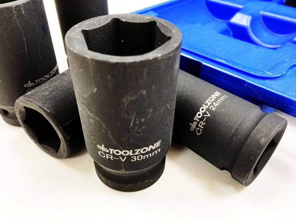 IMPACT SOCKET SET DEEP 3/4" DRIVE 12 PIECES 24mm-41mm CRV 80mm BLACK FINISH - TOOLZONE KDPSS235 - Image 7