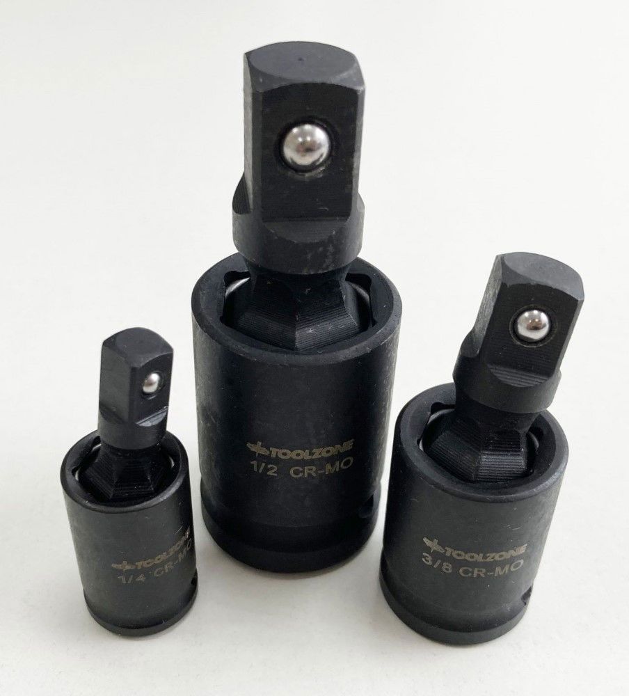 UNIVERSAL JOINT SET IMPACT 3 PIECES 1/4", 3/8", 1/2" CR-MO BLACK FINISH - TOOLZONE KDPSS227 - Image 4