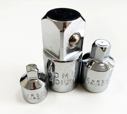 ADAPTOR SET 3 PIECES CRV POLISHED 3/8″F TO 1/4″M, 1/2″ TO 3/8″M, 1/2″F TO 3/4″M – TOOLZONE KDPSS220