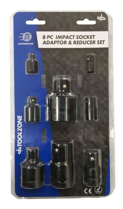 IMPACT ADAPTOR AND REDUCER SET 8 PIECES BLACK PHOSPHATE – TOOLZONE KDPSS198