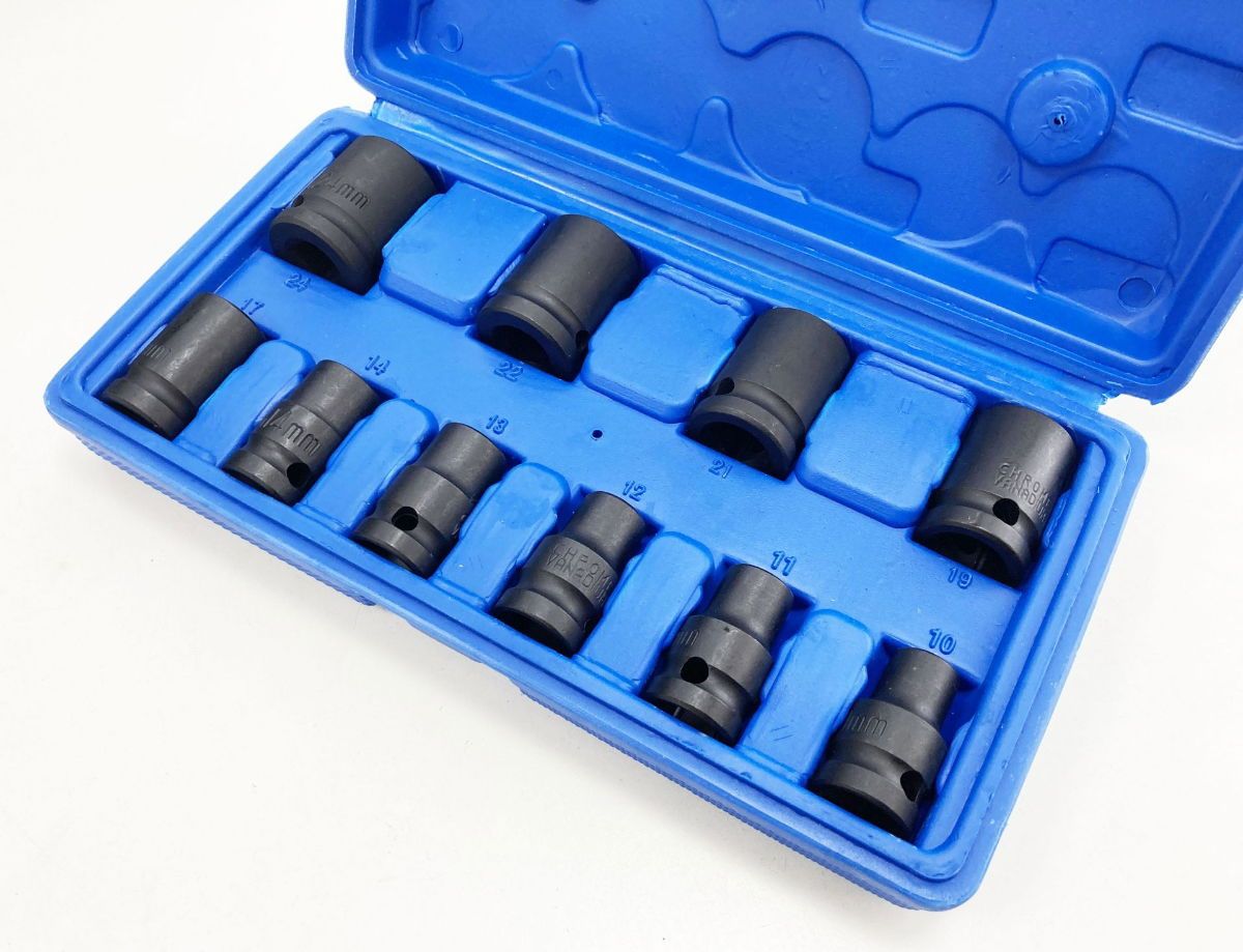 IMPACT SOCKET SET 1/2" DRIVE SHALLOW 10 PIECES 10-24mm - TOOLZONE KDPSS125 - Image 3