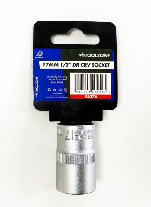 SOCKET 1/2″ DRIVE 17mm CRV SATIN SINGLE HEX – TOOLZONE KDPSS076