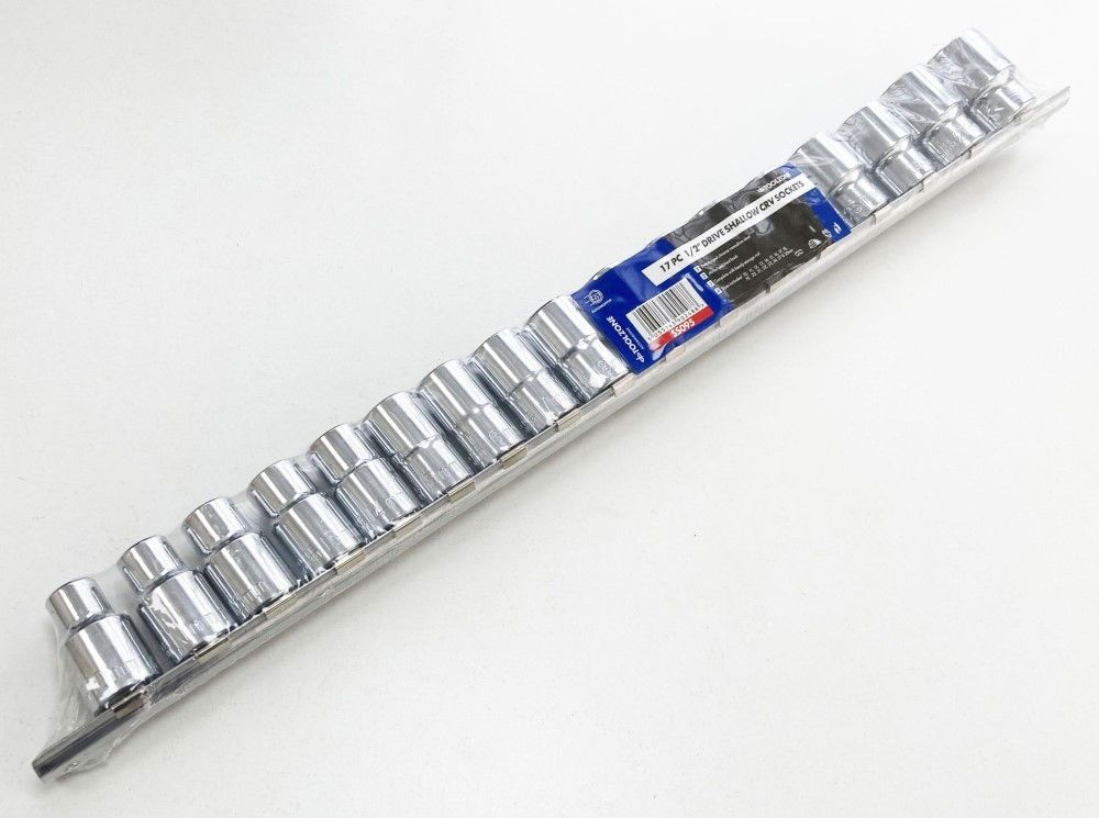 SOCKET SET 1/2" DRIVE SHALLOW CRV 17 PIECES 10-24mm 27mm 30mm BI HEX - TOOLZONE KDPSS095 - Image 6