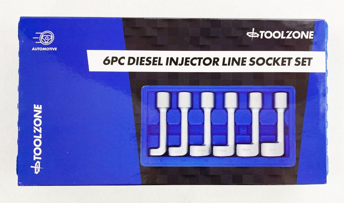 DIESEL INJECTOR LINE SOCKET SET 6pc 1/2" DRIVE 12-19mm - TOOLZONE KDPAU338 - Image 2