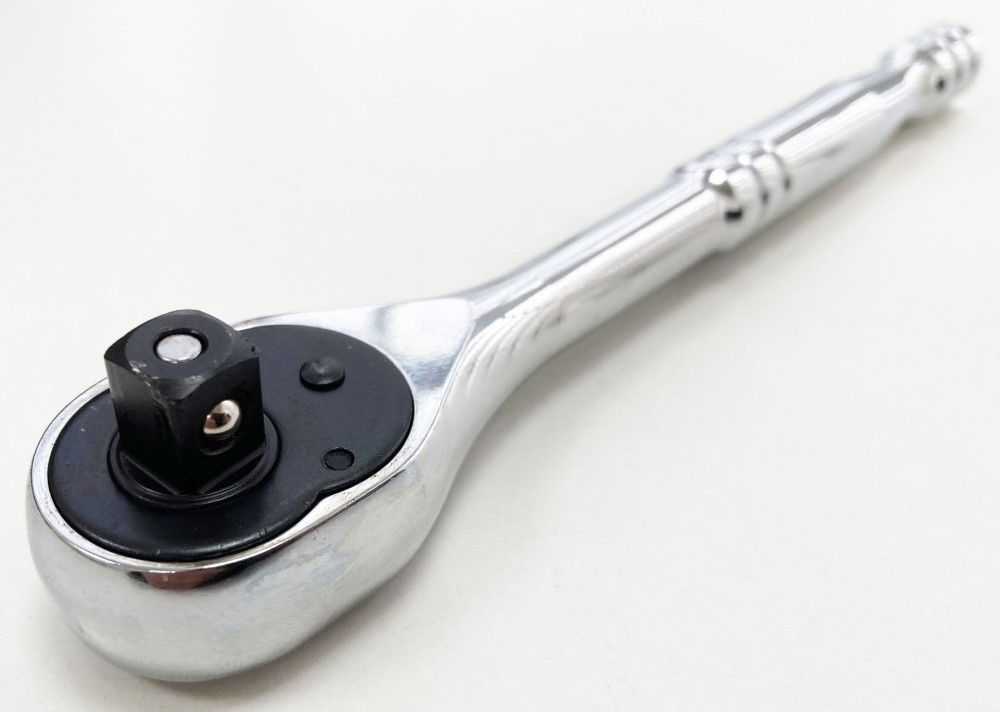 RATCHET HANDLE 3/8" DRIVE PROFESSIONAL POLISHED 200mm CRV QUICK RELEASE - TOOLZONE KDPSS053 - Image 2