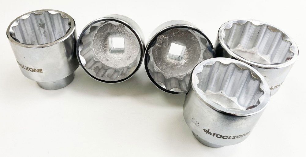 SOCKET SET 3/4" DRIVE 5pc 55mm 56mm 60mm 65mm 70mm CRV SINGLE HEX - TOOLZONE KDPSS028 - Image 2
