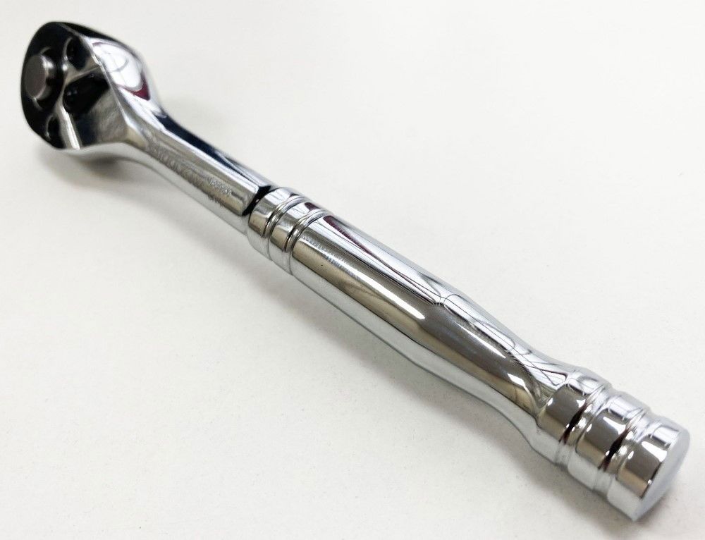 RATCHET HANDLE 3/8" DRIVE PROFESSIONAL POLISHED 200mm CRV QUICK RELEASE - TOOLZONE KDPSS053 - Image 4