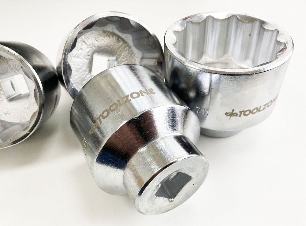 SOCKET SET 3/4" DRIVE 5pc 55mm 56mm 60mm 65mm 70mm CRV SINGLE HEX - TOOLZONE KDPSS028 - Image 3