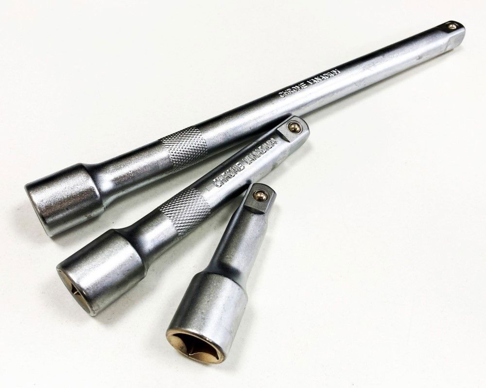 EXTENSION BAR SET 1/2" DRIVE 3pc 3" 5" 10" CRV SATIN FINISH - TOOLZONE KDPSS027 - Image 3