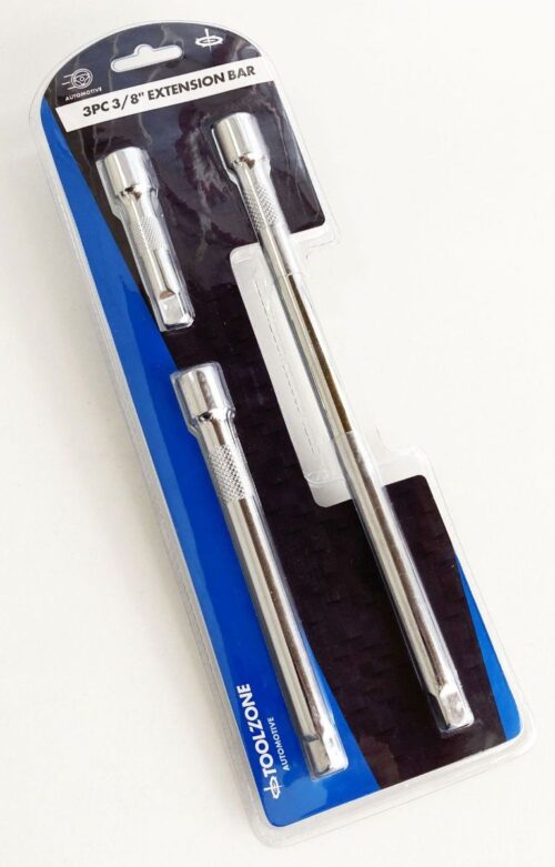 EXTENSION BAR SET 3/8″ DRIVE 3pc 3″ 6″ 10″ CRV SATIN FINISH – TOOLZONE KDPSS026