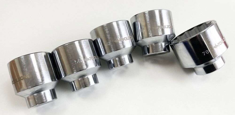 SOCKET SET 3/4" DRIVE 5pc 55mm 56mm 60mm 65mm 70mm CRV SINGLE HEX - TOOLZONE KDPSS028 - Image 4