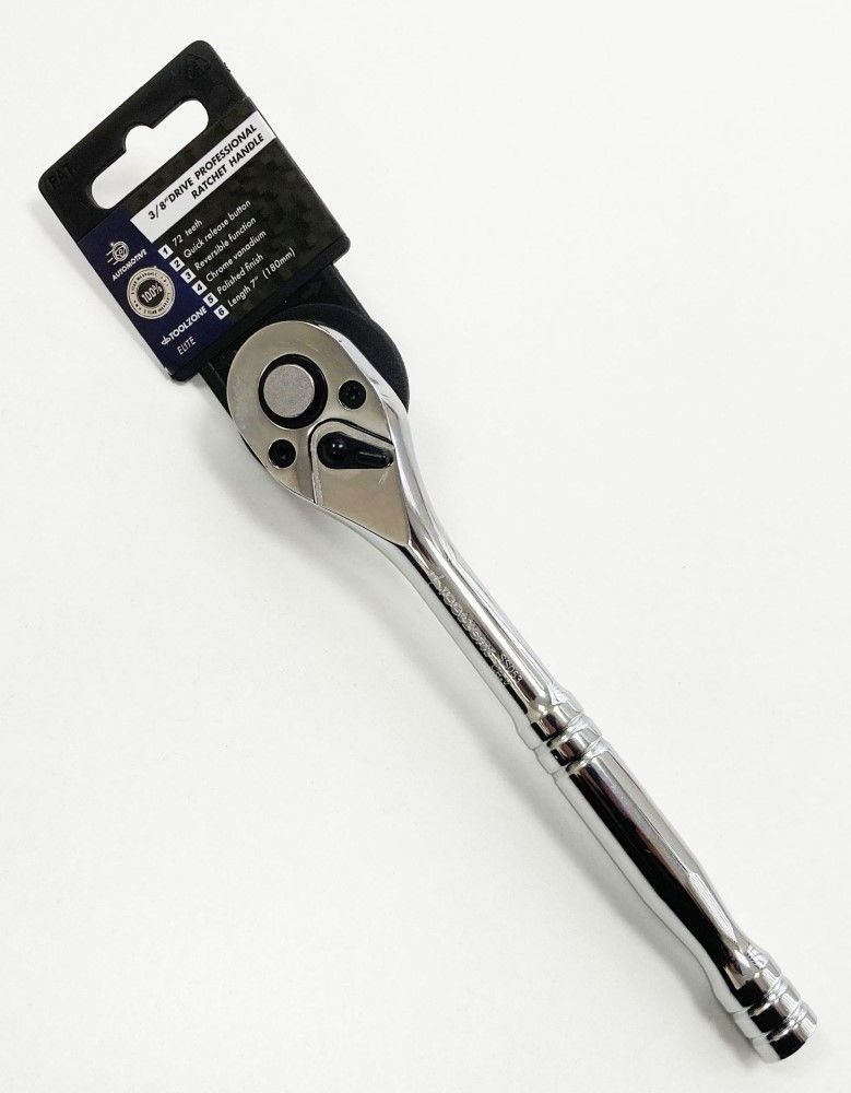 RATCHET HANDLE 3/8" DRIVE PROFESSIONAL POLISHED 200mm CRV QUICK RELEASE - TOOLZONE KDPSS053 - Image 6