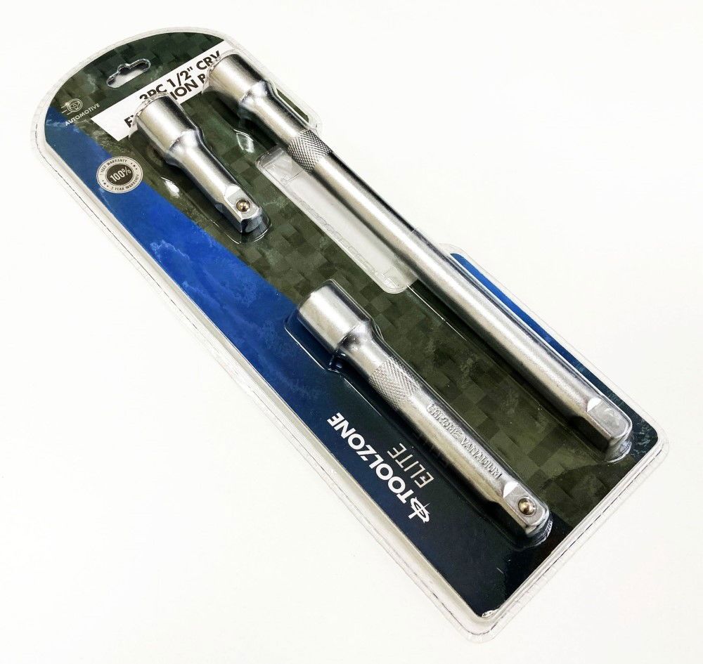 EXTENSION BAR SET 1/2" DRIVE 3pc 3" 5" 10" CRV SATIN FINISH - TOOLZONE KDPSS027 - Image 6