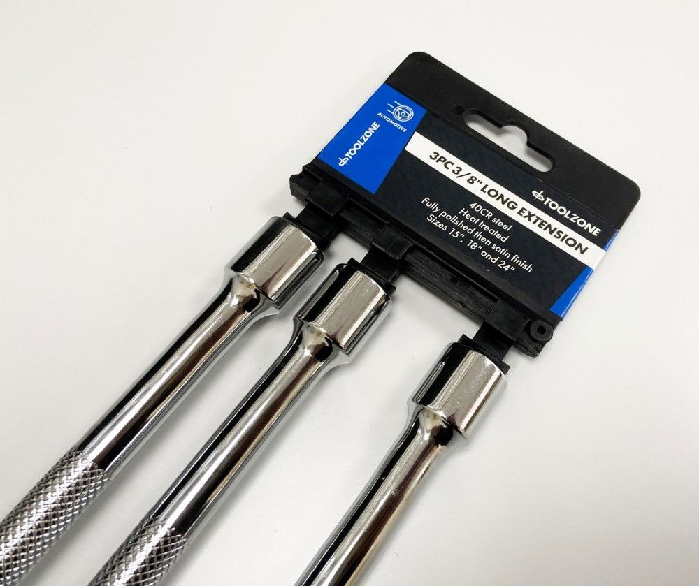 EXTENSION BAR SET 3/8" DRIVE 3pc 375mm 450mm 600mm 40CR STEEL - TOOLZONE KDPSS022 - Image 4