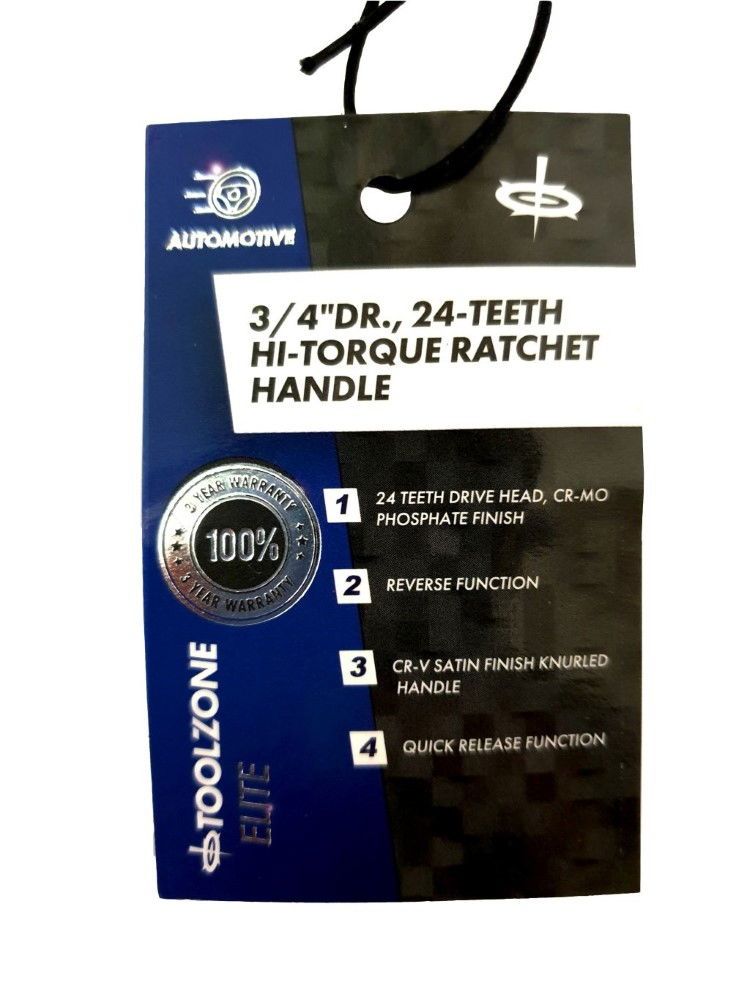 RATCHET HANDLE 3/4" DRIVE 24 TEETH REVERSIBLE CRV QUICK RELEASE - TOOLZONE KDPSS017 - Image 2
