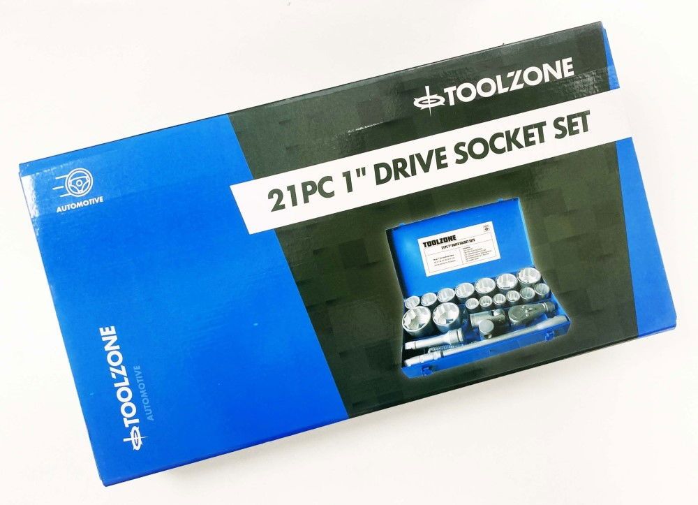 SOCKET SET 1" DRIVE 21pc 30-80mm WITH ACCESSORIES IN METAL CASE - TOOLZONE KDPSS020 - Image 7