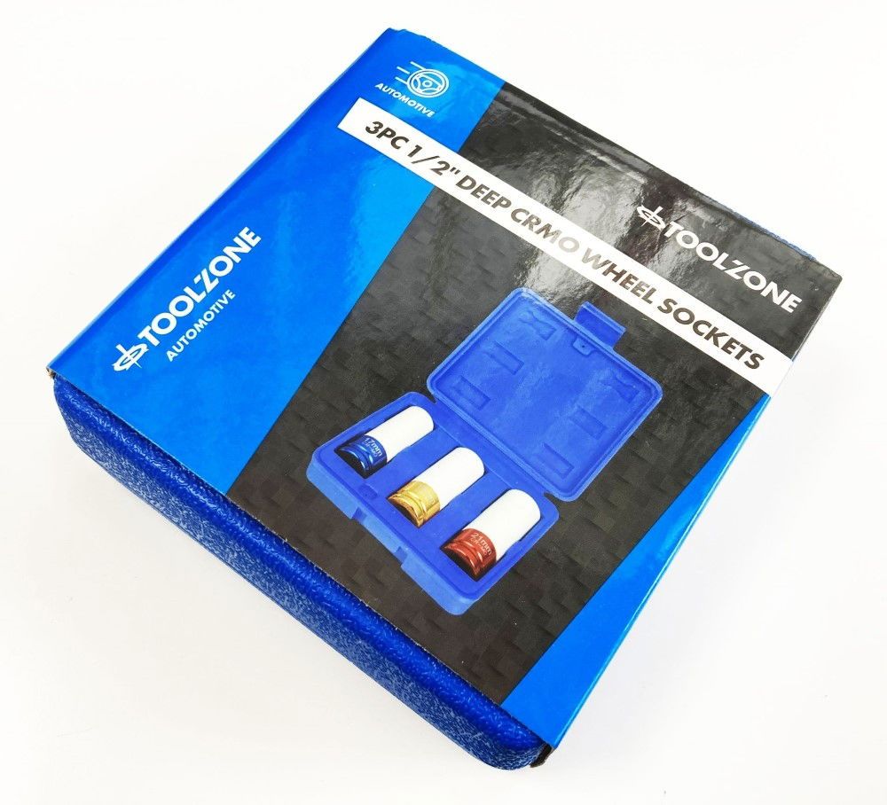 SOCKET SET 1/2" DRIVE 3pc 17-19-21mm CHROME MOLYBDENUM PROTECTIVE SLEEVE - TOOLZONE KDPSS014 - Image 6