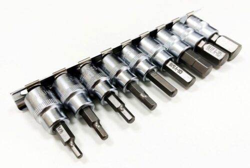 HEX KEY SET AF 3/8″ DRIVE 9pc ON RAIL CHROME VANADIUM – TOOLZONE KDPHX054