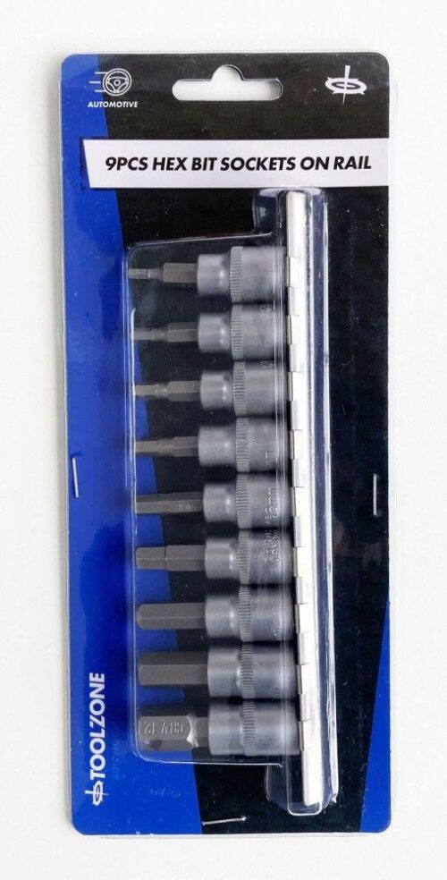 HEX BIT SOCKET SET METRIC 3/8″ DRIVE 9pc CHROME VANADIUM – TOOLZONE KDPHX035