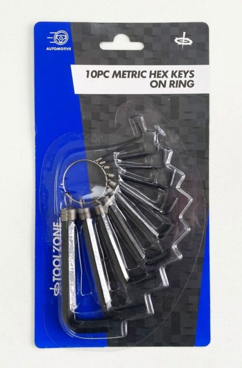 HEX KEY SET METRIC 10pc 1.5-10mm ON RING CARBON STEEL – TOOLZONE KDPHX018
