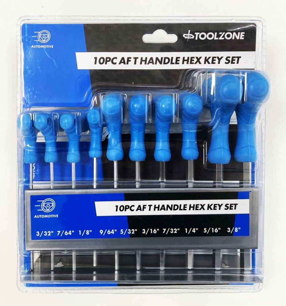 HEX KEY SET T HANDLE AF 10pc IN RACK CHROME VANADIUM - TOOLZONE KDPHX016 - Image 8