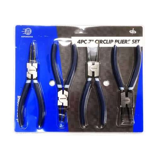 CIRCLIP PLIERS SET 4PC 7″ INTERNAL AND EXTERNAL STRAIGHT AND BENT – TOOLZONE KDPPL241