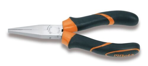 Long Flat Knurled Nose Pliers Bi-Material Handles 160mm – Beta Tools 1008BM 160