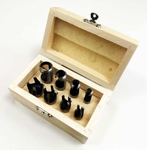 WOOD PLUG CUTTER SET 8PC 6mm 10mm 13mm 16mm 10mm SHANK IN WOOD BOX – TOOLZONE KDPWW132