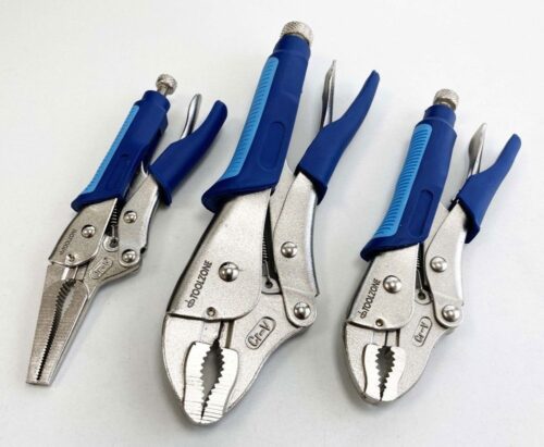 LOCKING PLIER SET 3 PIECE CRV SOFTGRIP 7″ 10″ CURVED JAW 6.5″ LONG NOSE – TOOLZONE KDPWR174