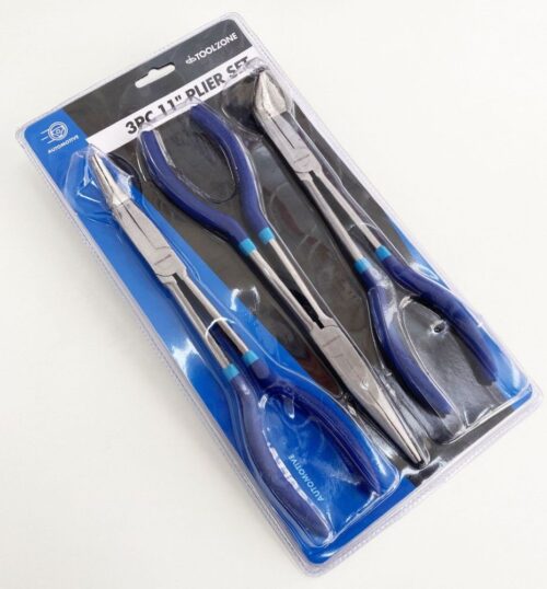 LONG NOSE PLIERS SET 3PC 11″ STRAIGHT 45Â° 90Â° – TOOLZONE KDPPL270