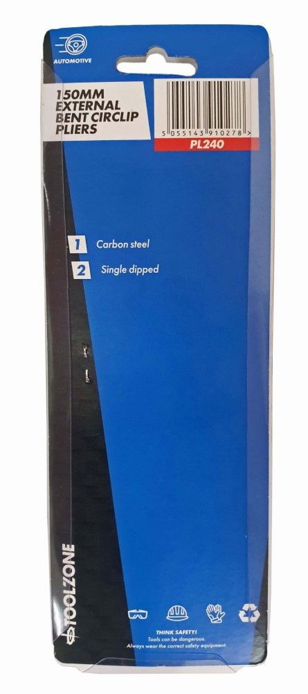 CIRCLIP PLIERS EXTERNAL BENT 6″ CARBON STEEL – TOOLZONE KDPPL240