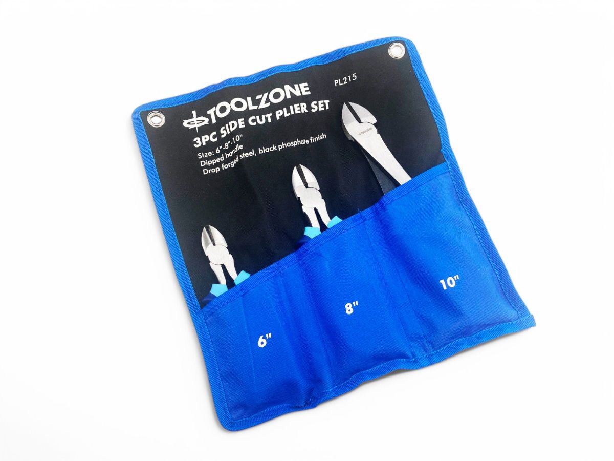 SIDE CUT PLIERS SET 3PC 6", 8", 10" DROP FORGED STEEL - TOOLZONE KDPPL215 - Image 2