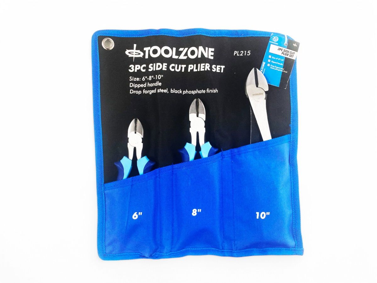 SIDE CUT PLIERS SET 3PC 6", 8", 10" DROP FORGED STEEL - TOOLZONE KDPPL215 - Image 3