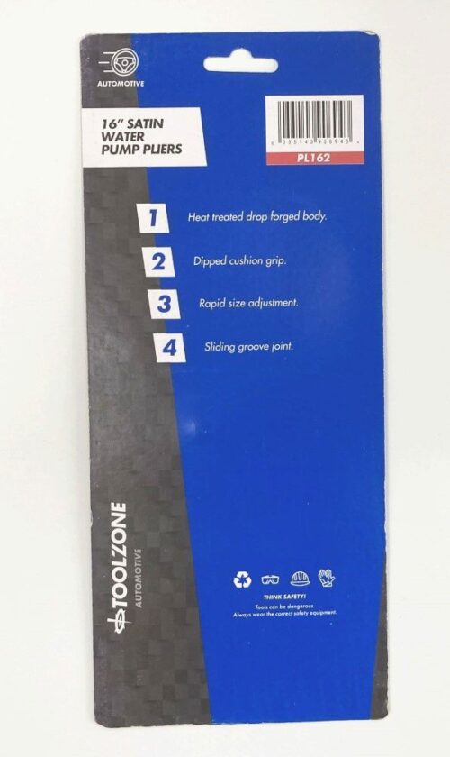 WATER PUMP PLIERS 16″ SATIN FINISH GROOVE JOINT – TOOLZONE KDPPL162