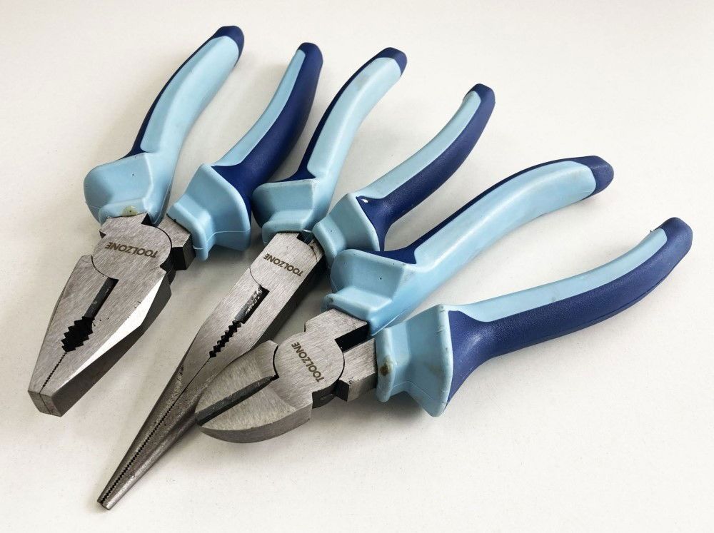 HEAVY DUTY PLIER SET 3PC 8" DROP FORGED STEEL SOFT GRIP HANDLES - TOOLZONE KDPPL140 - Image 3