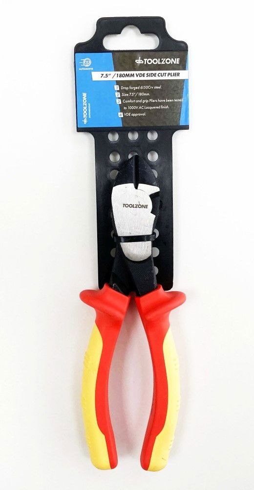 SIDE CUTTER PLIER VDE 7 1/2" 6150 CRV STEEL 1000V - TOOLZONE KDPPL135 - Image 7