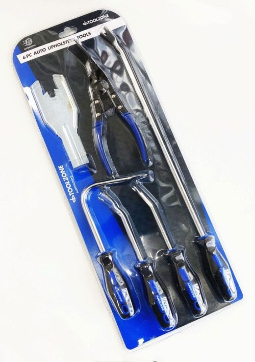 AUTO UPHOLSTERY TOOL SET 6pc WITH REMOVERS AND TRIM CLIP PLIER – TOOLZONE KDPAU380
