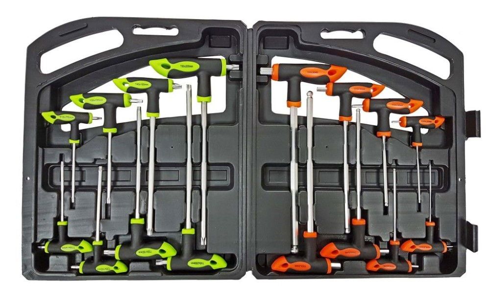 T HANDLE HEX AND STAR SCREWDRIVER SET 16PC CRV - TOOLZONE KDPSD305