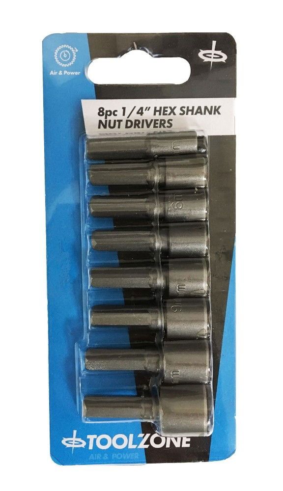 NUT DRIVER SET 8PC 1/4" HEX SHANK 5-11mm - TOOLZONE KDPSD242 - Image 4