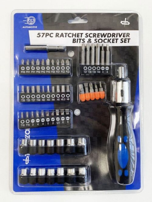 RATCHET SCREWDRIVER AND SOCKET SET 57PC – TOOLZONE KDPSD102