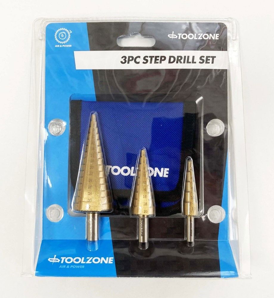 HSS STEP DRILL SET 3PC 4-32mm TITANIUM COATED - TOOLZONE KDPDR387 - Image 2