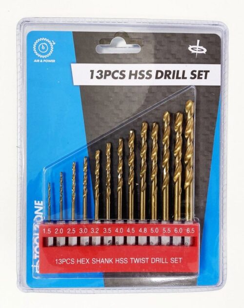 DRILL BIT SET TITANIUM COATED HEX SHANK 13PC 1.5-6.5mm – TOOLZONE KDPDR100