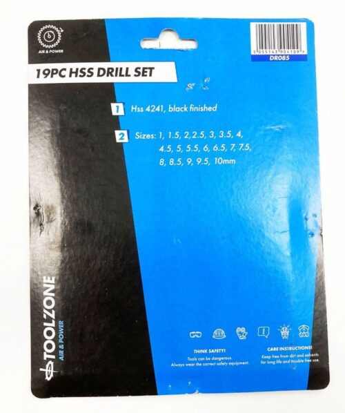DRILL BIT SET HSS JOBBER 19PC 1-10mm – TOOLZONE KDPDR085