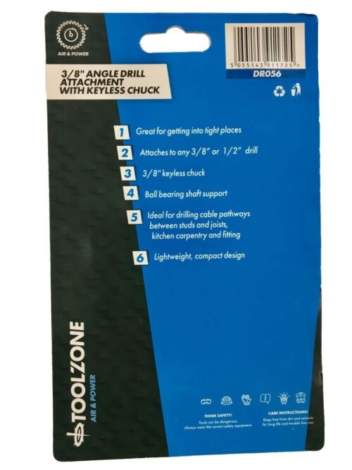 ANGLE DRILL ATTACHMENT 3/8″ KEYLESS CHUCK – TOOLZONE KDPDR056
