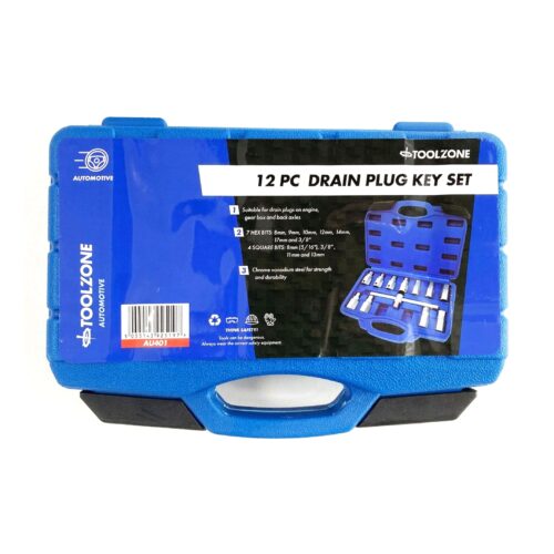 DRAIN PLUG KEY SET 12pc HEX AND SQUARE BITS – TOOLZONE KDPAU401