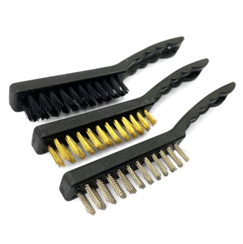 BRISTLE BRUSH SET 3PC 9″ ASSORTED BRASS NYLON STEEL – TOOLZONE KDPBR050